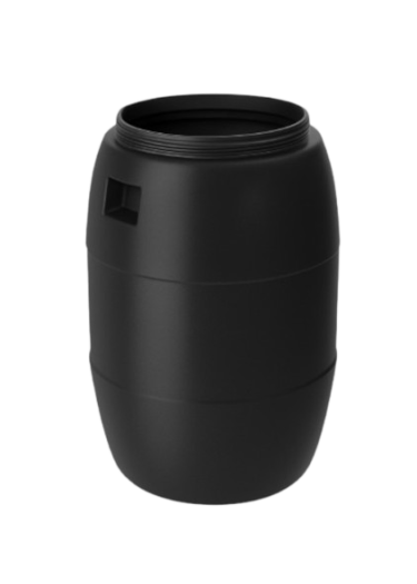 صورة برميل نفايات بلاستيكي أسود مفتوح سعة 220 لتر بولي ايثيلين