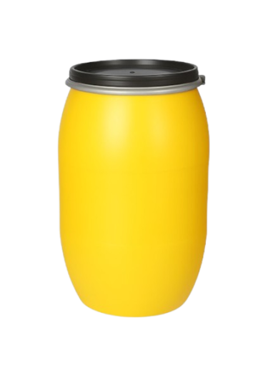 صورة برميل نفايات بلاستيك بولي ايثيلين أصفر مغلق [غطاء] سعة 170 لتر