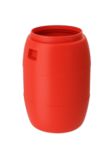 صورة برميل نفايات بلاستيك أحمر مفتوح سعة 120 لتر بولي ايثيلين